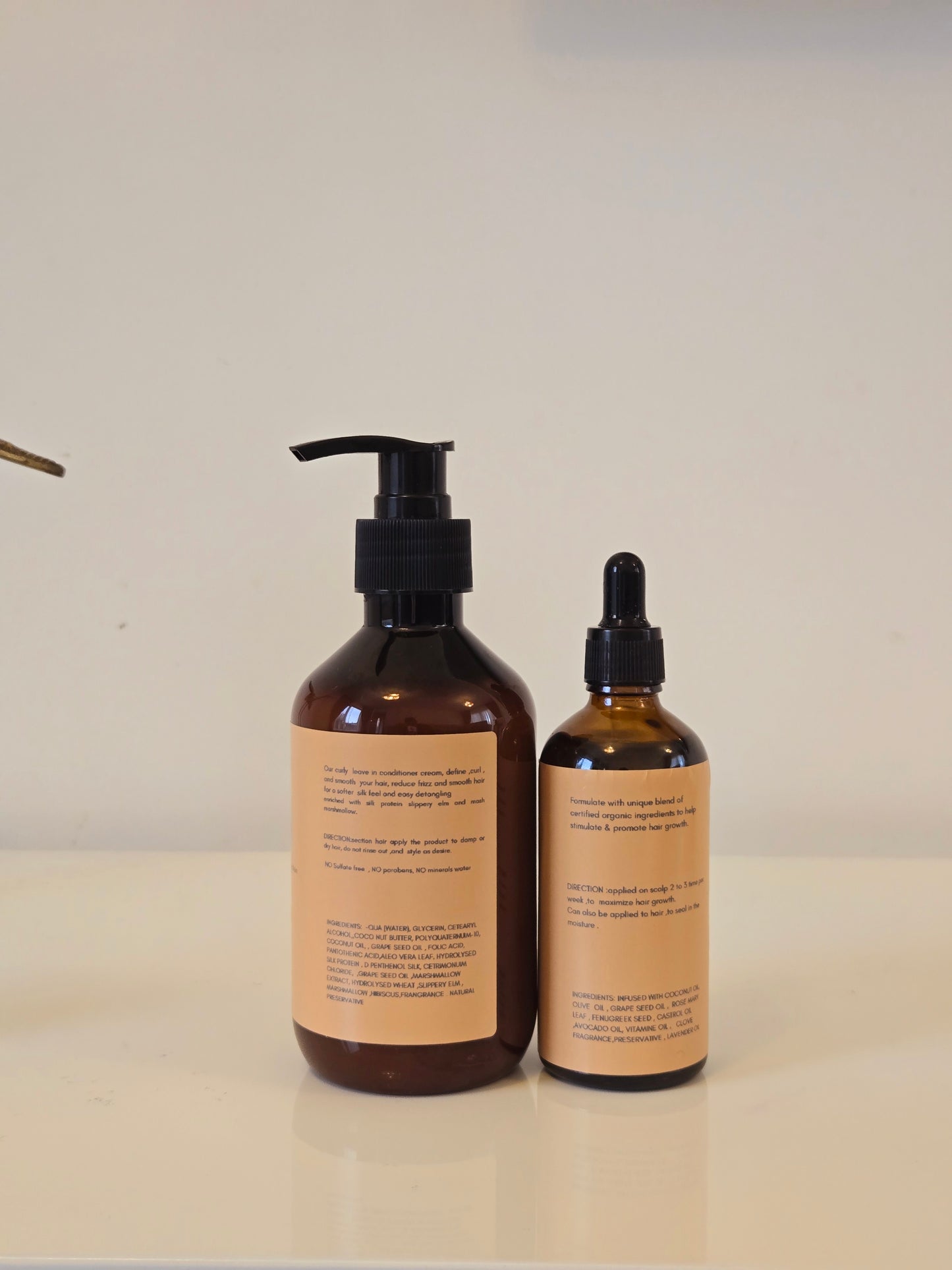 Crème revitalisante sans rinçage pour cheveux bouclés et huile de croissance
