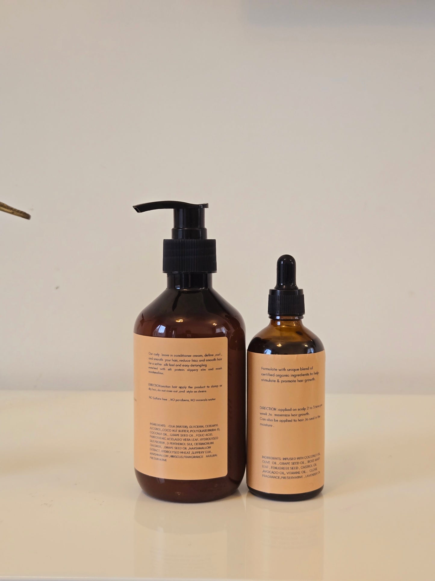 Crème revitalisante sans rinçage pour cheveux bouclés et huile de croissance